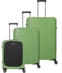 Travelite MOOBY Kofferset mit 4 Rollen Gr. L/M/S mit Vortasche - Gr&uuml;n - Gr&uuml;n