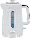 Briebe KT1168WHT, 1,7 l, 2200 W, Wei&szlig;, Edelstahl, Wasserstandsanzeige,