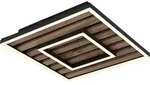 Globo Lighting Deckenleuchte Metall schwarz matt, MDF Holzoptik dunkel, Aluminium
