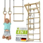 Juskys Sprossenwand f&uuml;r Kinder - Indoor Kletterger&uuml;st mit Turnringen und