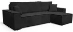 Wohnlandschaft Ecksofa Schwarz COMO Cord mit Bett Sofa Schlafsofa Ottomane...