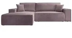 Ecksofa Farese mit Schlaffunktion und Bettkasten, Ottomane links, Cordbezug in Rosa -