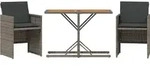 vidaXL 3-tlg. Bistro-Set mit Kissen Grau Poly Rattan - Grau