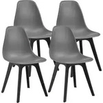 4x Design St&uuml;hle Grau/Schwarz Esszimmer Stuhl Kunststoff Skandinavisch [en.casa] -