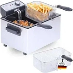 Sommertal XXL Doppel-Fritteuse mit &Ouml;l oder Fett &ndash; 3 K&ouml;rbe, 5 Liter, 3000 Watt,