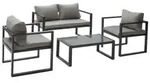 Gartenm&ouml;bel IBIZA aus grauem Stoff 4-Sitzer - Aluminium Anthrazit - Grau