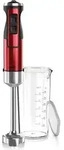 Arendo - Stabmixer, 1000 W, Edelstahl P&uuml;rierstab in rot, Handmixer mit Becher,