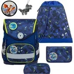 Belmil Compact ergonomisches Schulranzen-Set 5-teilig "T-rex" mit Brustgurt,