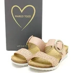 Marco Tozzi Damen Klett Pantolette mit goldener Zierschnalle rose 36 - Rosa - 36