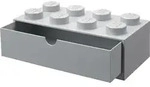 LEGO Schreibtischschublade 8 (grau, Noppen) - Grau