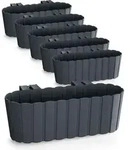 Spetebo Balkon Blumenkasten mit Halterung 39 x 13 cm - 6er Set - Kunststoff Gel&auml;nder