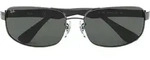 Ray-Ban RB3445, Erwachsener, Uni, Rechteckig, Schwarz, Polarisierte Linse, Metall -