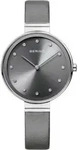 Bering Damen Uhr Armbanduhr Slim Classic - 12034-609 Leder - Grau