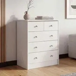 FineBuy Design Holz-Kommode Wei&szlig; 60 x 70 x 35 cm mit 5 Schubladen Mehrzweckanrichte