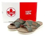Rieker Herren Kreuz-Pantolette ohne Verschluss in olive mit braun 40 - Gr&uuml;n -...