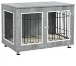 PawHut Hundek&auml;fig M&ouml;bel 2 T&uuml;ren Gro&szlig;e Hunde bis 25 kg 90 x 58 x 65 cm Grau...