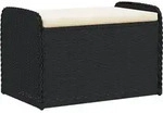 vidaXL Sitzbank mit Stauraum & Kissen Schwarz 80x51x52 cm Poly Rattan - Schwarz