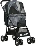 PawHut Hundewagen, faltbarer Hundebuggy, Hundetrolley mit Kissen, Katzenbuggy,
