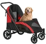 PawHut Hundewagen Hundebuggy klappbar f&uuml;r gro&szlig;e Hunde & Katzen bis 30 kg - Schwarz