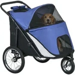 PawHut Hundewagen Hundebuggy mit Netzfenstern, Klappbar, bis 30 kg, Oxford, Blau -