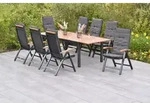 Merxx Gartenm&ouml;bel Set Tilos 17tlg., 8 Klappsessel inkl. Kissen, Ausziehtisch 180/250
