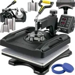 VEVOR 1200W Hitzepresse 8 in 1 T-Shirtpresse, 38 x 38cm Schwarz Transferpresse