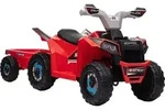 HOMCOM Kinderquad Kinder Elektro-Quad, 6V Elektroauto mit Anh&auml;nger Metall Rot