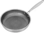 28cm Edelstahl Bratpfanne mit Griff Wabenpfanne - Silber/Schwarz