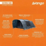 Familienzelt Sierra 500 Camping Gruppen Zelt - 5 Personen Tunnelzelt Vorraum - Blau