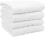 4er Set Handtuch aus 100% Baumwolle, 50x100 cm, wei&szlig;, mit 3 Bord&uuml;renstreifen -
