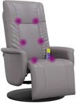 vidaXL Massagesessel mit Fu&szlig;teil Grau Kunstleder