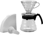 Hario Einsteigerset Kaffee 4 teilig Glas schwarz V60 Craft Coffee Maker 17, 3 x 24, 5