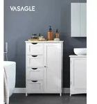 VASAGLE Badezimmerschrank, schmaler Badschrank, Beistellschrank, Kommode, mit 4