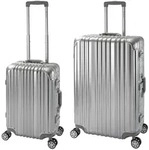 2er Reisekoffer Set, Handgep&auml;ck, Koffer L, Hartschalen Polycarbonat Alu Trolley