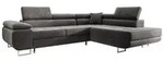 Wohnlandschaft Ecksofa MIAMI Samt Grau mit Bett Bettkasten Kopfteilverstellung Bett