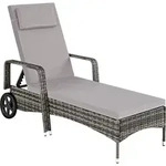tectake&reg; Rattan Sonnenliege 200 x 70 x 33 cm - Grau