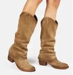 Mittelhohe Lederstiefel Dresa C833 mit markanten Falten - Grau - 36
