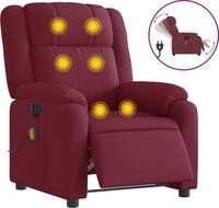 vidaXL Massagesessel Elektrisch Weinrot Stoff