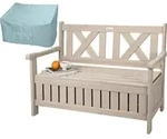 needs&wants&reg; Gartenbank Holz wetterfest mit Stauraum und Abdeckung 2-Sitzer
