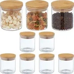Relaxdays Vorratsgl&auml;ser mit Bambusdeckel, 9er Set, kleine Vorratsdosen aus Glas, 500