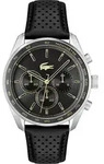 Lacoste Chronograph Boston 2011379, Schwarz, Lederarmband, 3 Chronographen,
