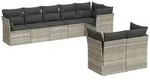 vidaXL 8-tlg. Garten-Sofagarnitur mit Kissen Hellgrau Poly Rattan - Grau