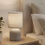 Briloner Ino Tischlampe, Stoffschirm, Kabelschalter, Keramikfu&szlig;, Braun, &Oslash;15 x...