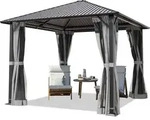 TOOLPORT Gartenpavillon 3x3 m Stahl-Dach mit Moskitonetzen und Seitenteilen in grau -