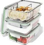 classbach&reg; Meal Prep Boxen Glas mit F&auml;chern | 3er Set | Glasbeh&auml;lter mit Deckel 