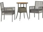 vidaXL Garten Essgruppe 3 stk. Grau Poly-Rattan - Grau