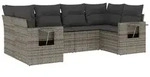 vidaXL 6-tlg. Garten-Sofagarnitur mit Kissen Grau Poly Rattan - Grau