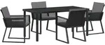 vidaXL Garten Essgruppe 5 pcs Schwarz Pulverbeschichteter Stahl - Schwarz