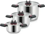 Linnuo 3tlg Topfset Induktion Kochtopf Set Edelstahl T&ouml;pfe mit Glasdeckel mit