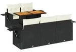 vidaXL 6-tlg. Garten-Sofagarnitur mit Kissen Schwarz Poly Rattan - Beige/Wei&szlig;